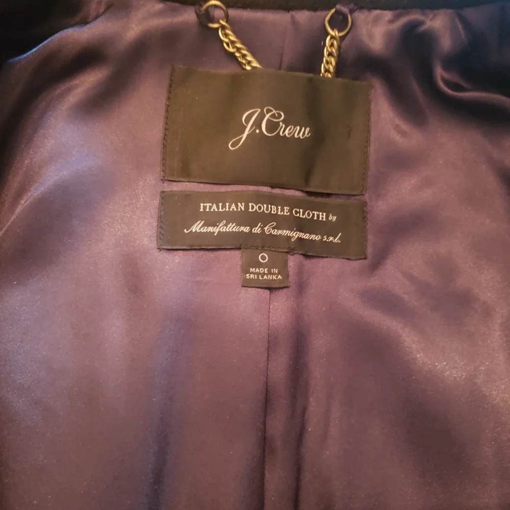 J.Crew Classic Black Lady Day Coat Italian Double Cloth Wool Thinsulate 0 49622 - Picture 11 of 11